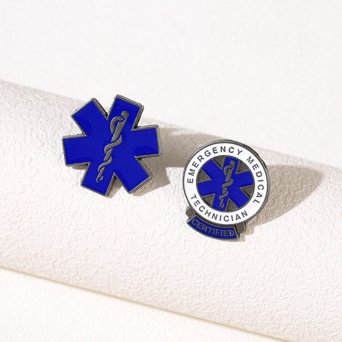 Wholesale Electroplated Metal Star Of Life Snake Brooch Medical Badge Gift For Nurse White Coat Fashion Accessory