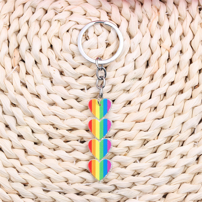 Wholesale Rainbow Love Acrylic Keychain JDC-KC-Duai002