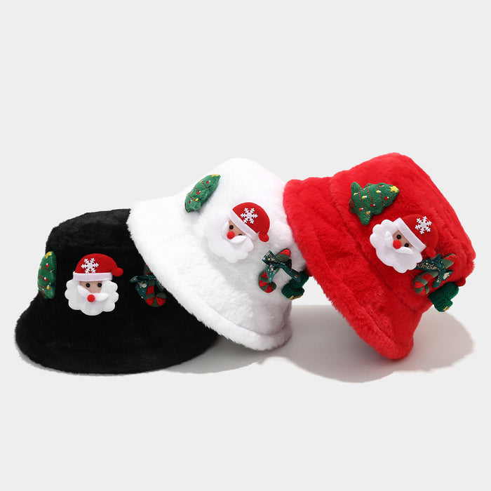 Wholesale Christmas-themed women' s winter warm faux rabbit fur bucket Fashionhat