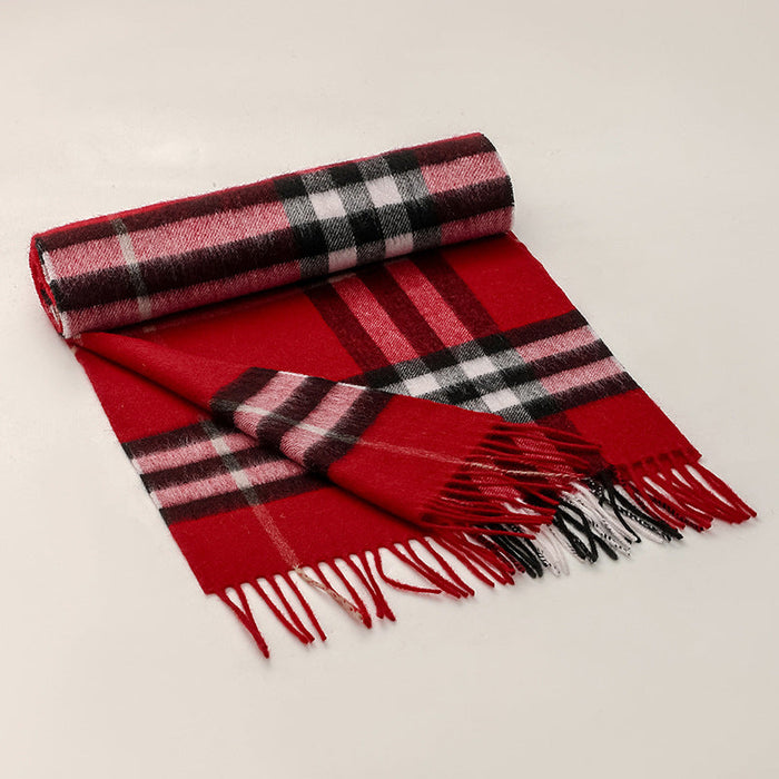 Wholesale Scarf Wool Warm Winter Plaid Tassel Shawl (F) JDC-SF-HZC001