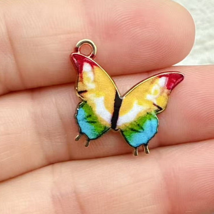 Wholesale 10 PCS DIY alloy enamel colorful butterfly single pendant charm