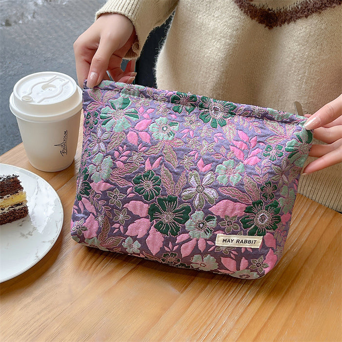 Wholesale Vintage relief makeup bag, large capacity canvas bag, inner liner bag