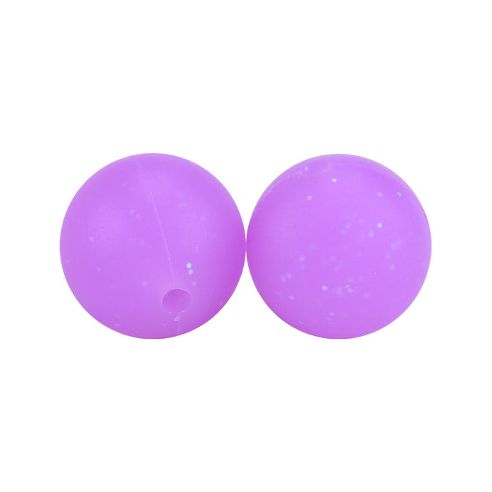 Wholesale 2pcs Glitter Silicone 12mm/15mm Solid Color Round Scatter Beads JDC-BDS-Siluoxi009