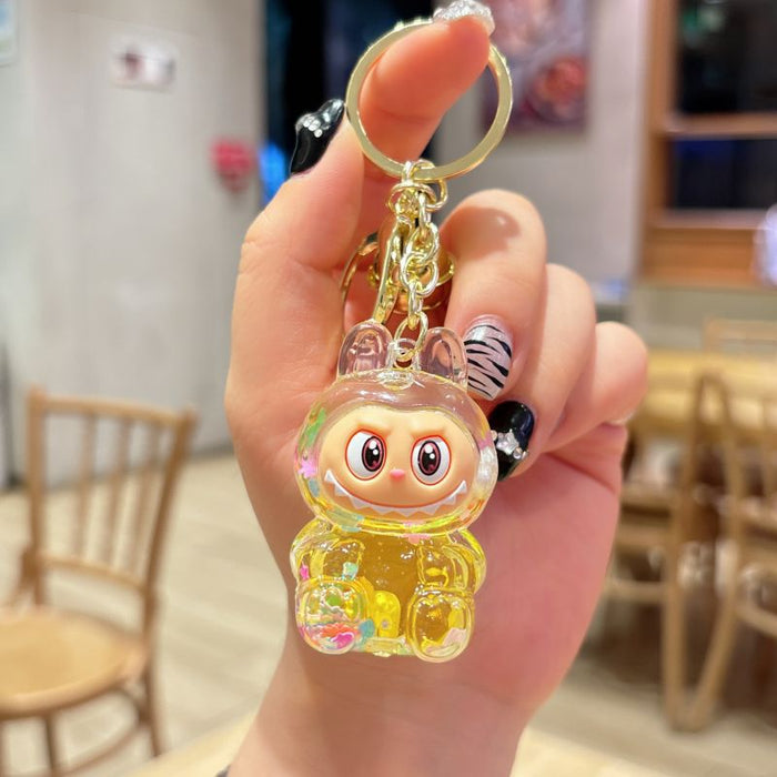 Wholesale acrylic rab cloth quicksand key chain pendant  key chain gift