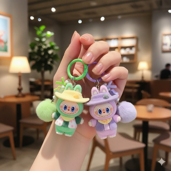 Wholesale Flocked Soft Rubber Doll Keychain