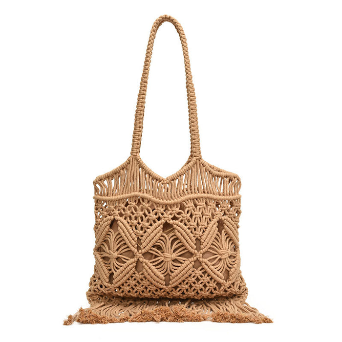 Wholesale Cotton Woven Bag  Shoulder Underarm Bag Straw  Beach Bag