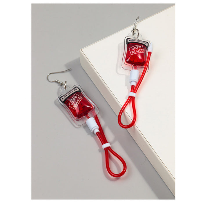 Wholesale Halloween Funny Blood Bag Plastic Earrings JDC-ES-ChouD014