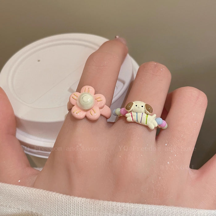 Wholesale Original cute cartoon opening ring with a niche design sense