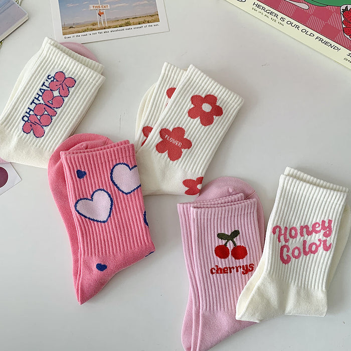 Wholesale Cotton Cute Love Flower Letter Stockings JDC-SK-PengC005