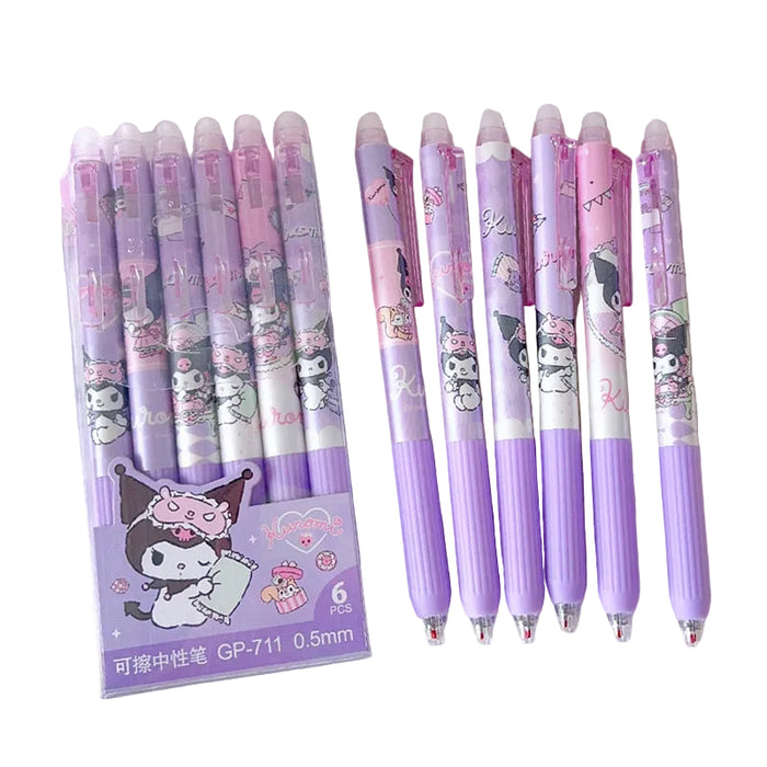 Wholesale Box of 6 Cartoon Print Erasable Ballpoint Pens