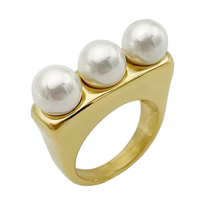 Wholesale Freshwater Pearl Arrangement Stainless Steel Ring for Women JDC-RS-Jinyue004