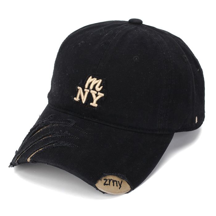 Wholesale Vintage Distressed Baseball Cap Soft Top Black Embroidered Casual Sun Hat