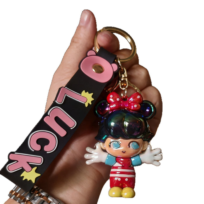 Wholesale Cute electroplated cartoon colorful keychains for couples