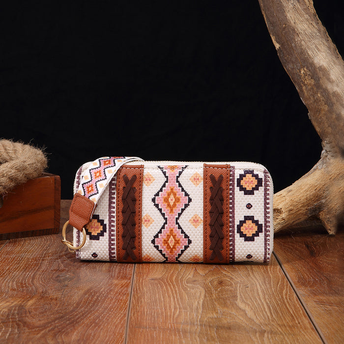 Wholesale Aztec Cotton Linen Printed Bohemian Wallet JDC-WT-MingG001