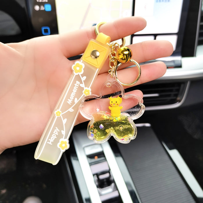 Wholesale  Crystal Floating Bottle Keychain Girl's Heart Cute Oil Pendant Pendant Creative Car KeyChain