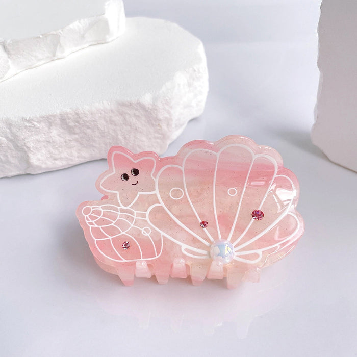 Wholesale Diamond studded claw clip, cute girl, dolphin shell, medium shark clip, back of the head, half tied hair headpiece, hair accessory