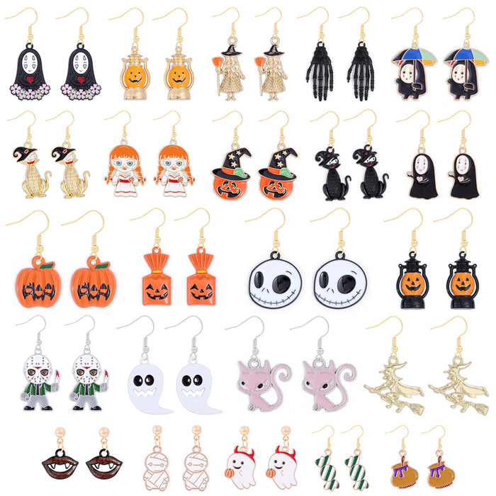 Wholesale Halloween Series Skull Pumpkin Zinc Alloy Earrings JDC-ES-BinL008