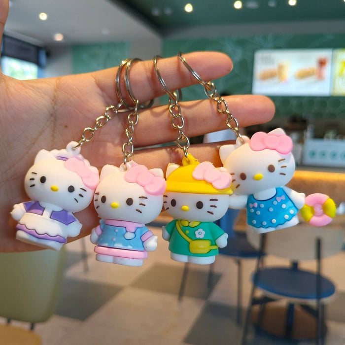 Wholesale Stylish 3D Soft PVC Cat Keychain Pendant For Girls Bag Charm And Car Key Accessory Gift