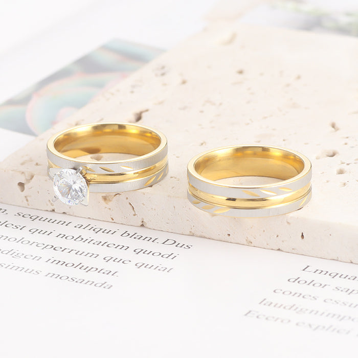 Wholesale 6mm groove batch flower ring titanium steel couple ring wedding ring