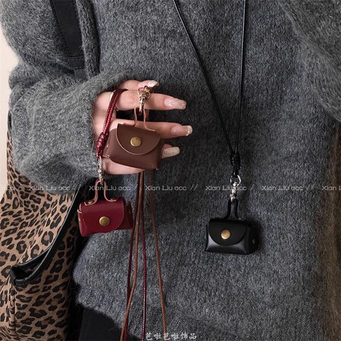 Wholesale Leather Coin Purse Necklace Women's Pendant Earphone Storage Bag