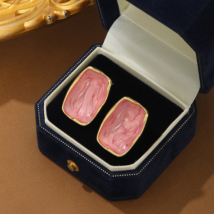 Wholesale New pearl block earrings with exaggerated personality and silver needle earrings wholesale versatile