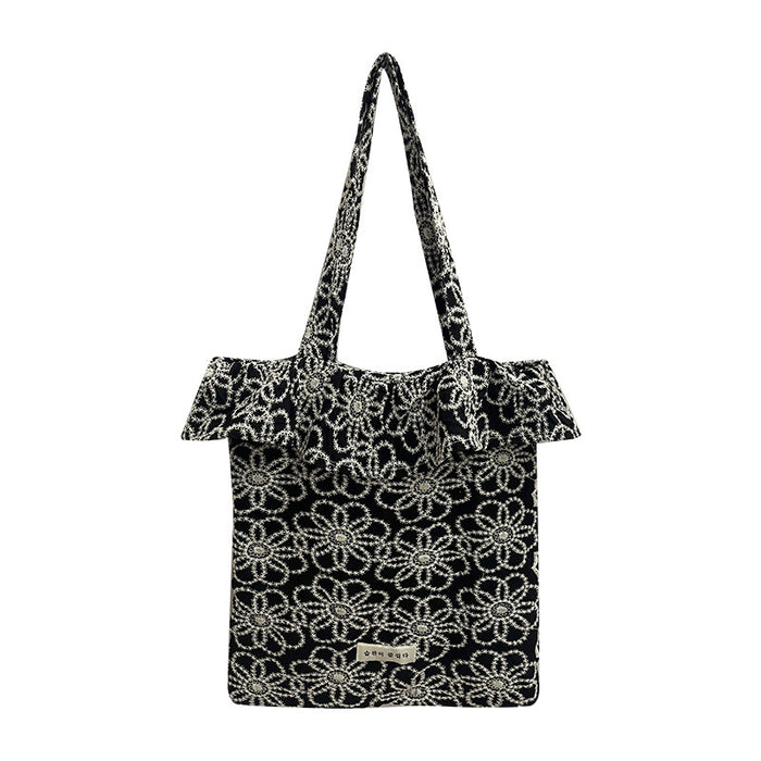 Wholesale Embroidered flower bag with simple and niche design, versatile and fashionable, large capacity crossbody bag