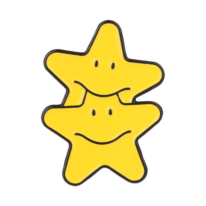 Wholesale Yellow Star Enamel Metal Brooch Cartoon Pin For Bags Clothing Jewelry Accessory