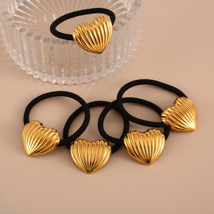 Wholesale Personalized new stainless steel headband, heart-shaped headband, elastic headband, high-end straw hat headband