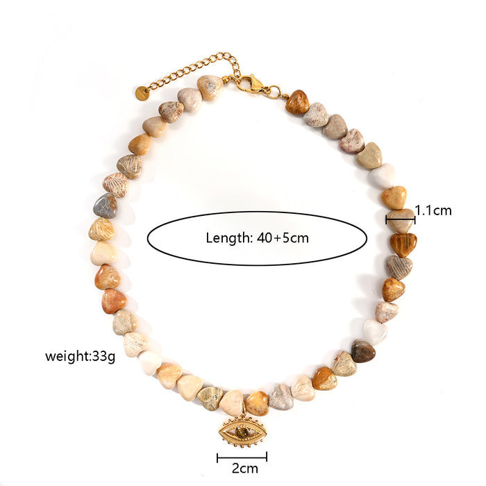 Wholesale New Personalized Design Love Stainless Steel Necklace Devil's Eye Natural Stone Lock Chain Wholesale