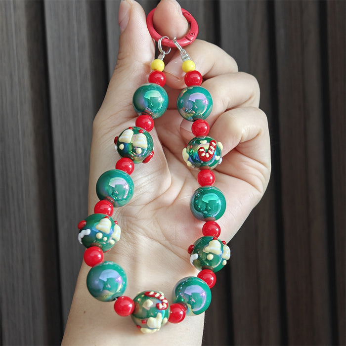 Wholesale Christmas series cartoon beaded keychains