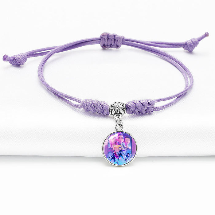 Wholesale KPOP Cartoon Pendant Multi-Color Adjustable Braided Bracelet