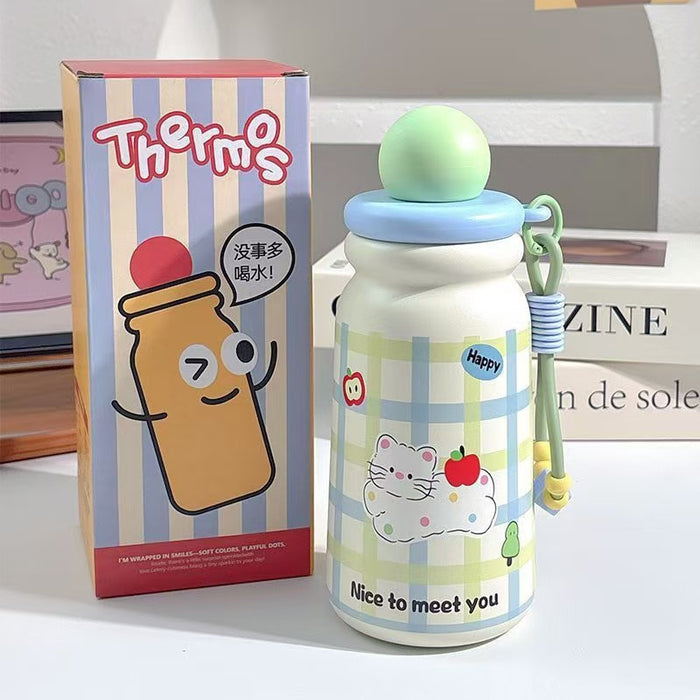 Wholesale Cute Cartoon Children' s Stainless Steel Vacuum Insulated Cup with Carrying Straw