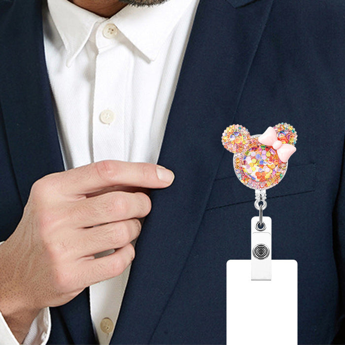 Wholesale Bow Knot Crystal Acrylic Sequins Retractable Keychain JDC-KC-QiD001