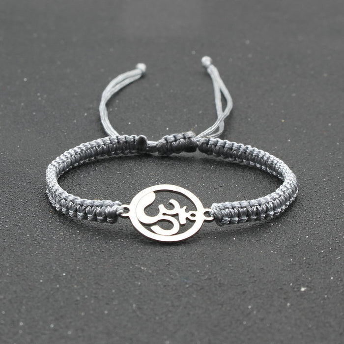 Wholesale  jewelry stainless steel round OM bracelet hand-woven adjustable hand rope