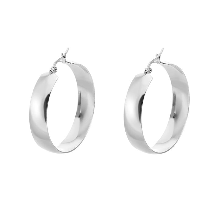 Wholesale Round Stainless Steel Earrings Widened Metal Earrings