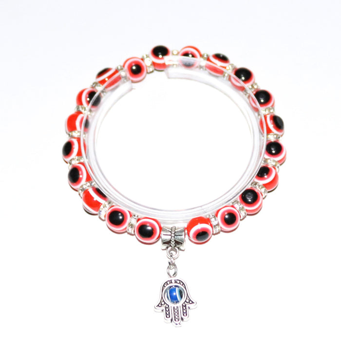 Wholesale Devil's eye Evil eye Palm Pendant Bracelet Evil eye Beaded Elastic Bracelet for Women