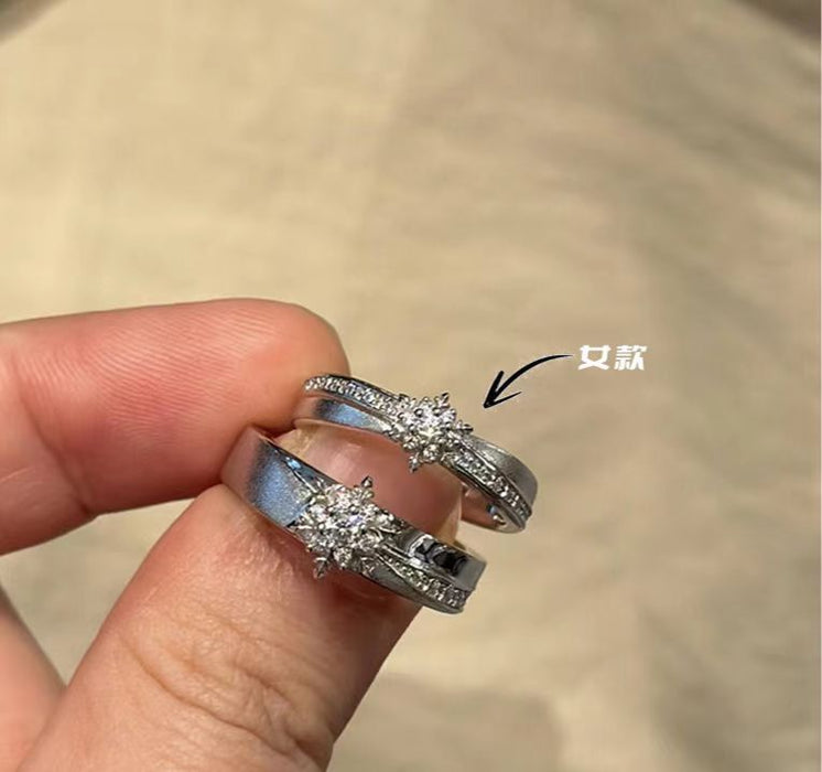 Wholesale Snowflake ring new style, light luxury temperament, personalized design sense, versatile, niche ring ring