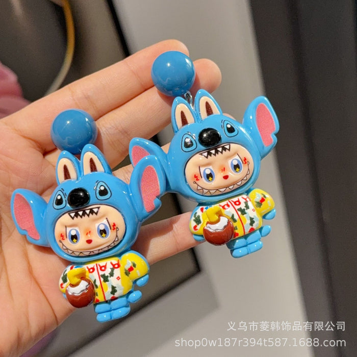 Wholesale Large Luminous Cute Cartoon Silver Needle Earrings