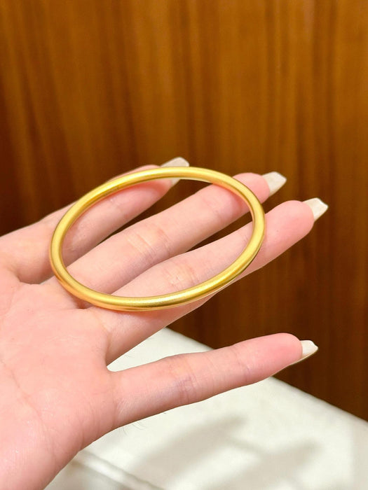 Wholesale Vintage Style 24K Gold Electroplated Solid Copper Plain Ring Bracelet Women S Chic Jewelry Accessory For Resale
