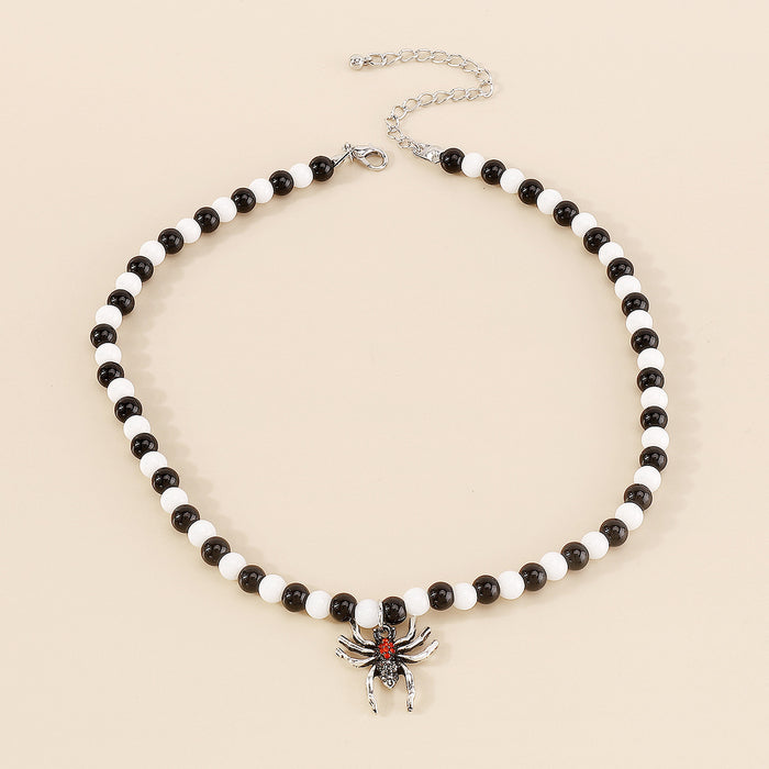 Wholesale Beaded Micro Inlaid Spider Halloween Neckchain JDC-NE-QianDi006