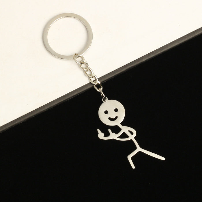 Wholesale Stainless Steel Graffiti Villain Shape Couple Keychain JDC-KC-Aohong004