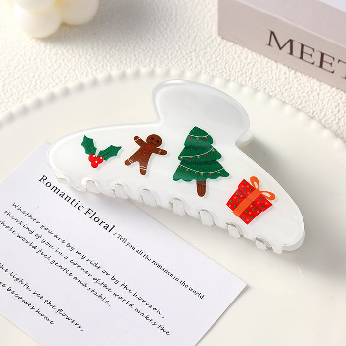 Wholesale Christmas Acrylic Hair Claw Clips Santa Reindeer Snowflake Design Party Fashion Accessory