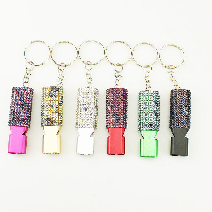 Wholesale Rhinestone Survival Whistle Stylish Grey Metal Emergency Whistle For Keychain Everyday Carry Outdoor Use