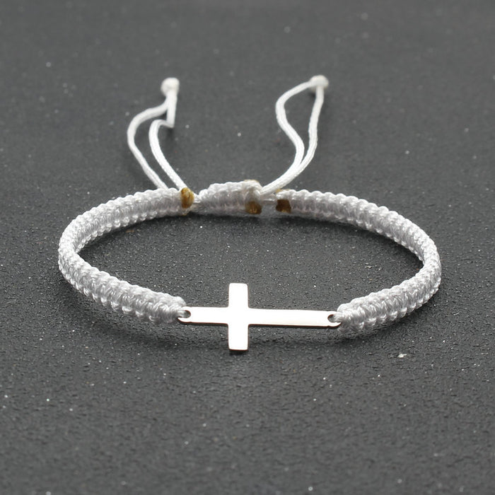 Wholesale Stainless Steel Cross Bracelet Hand Woven Couple Bracelet JDC-BT-SX003