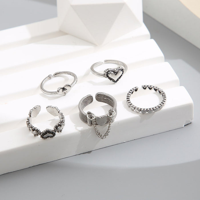 Wholesale Love Opening Ring Set, Five Piece Set, Personalized, Niche, High End, Hand Accessories