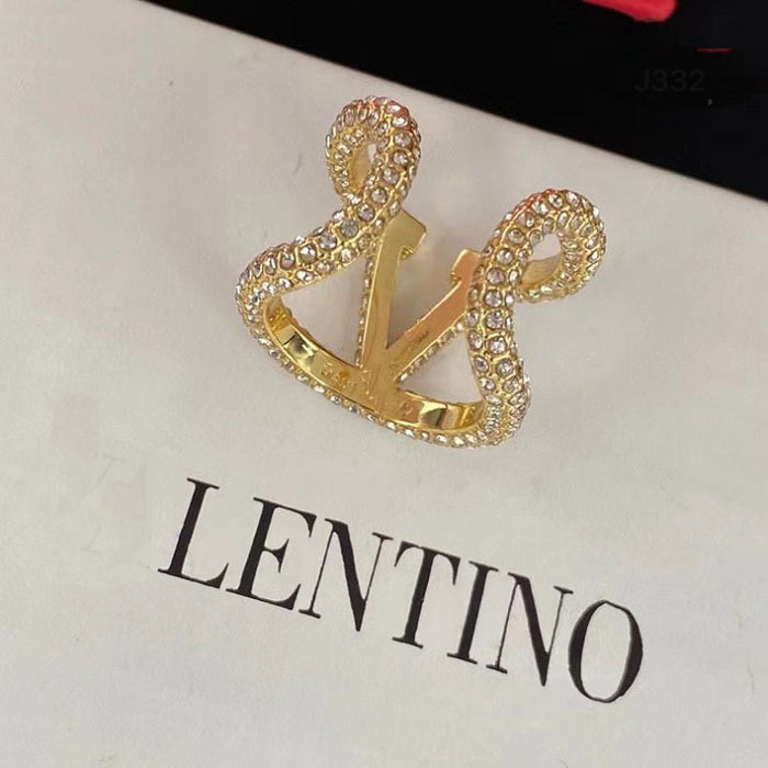 Wholesale Rhinestone adjustable open ring versatile brass ring