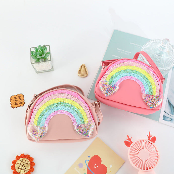 Wholesale Silicone Macaron Color Rainbow Children's Messenger Bag JDC-SD-HuHong002