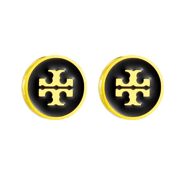 Wholesale Stainless steel earrings necklace with simple engraved letters jewelry