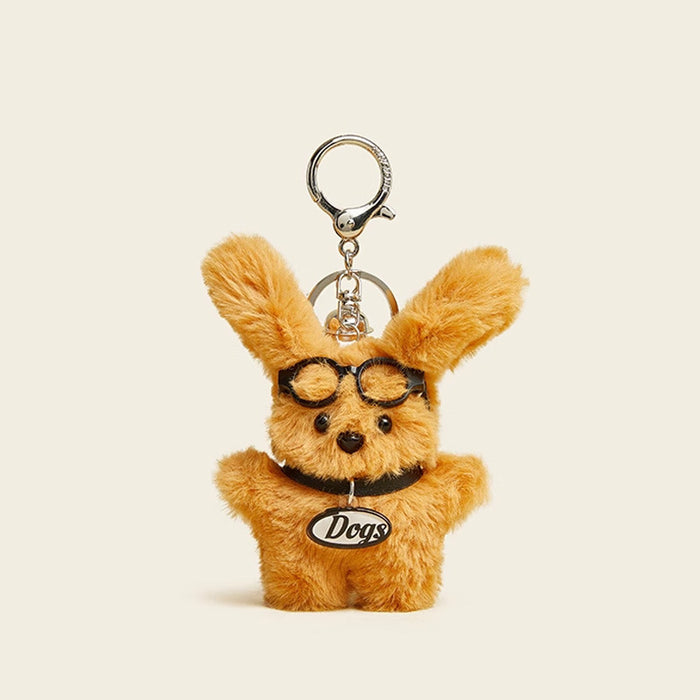 Wholesale Glasses Straw Puppy Plush Keychain