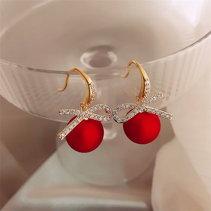 Wholesale  Pearl Ear Hook Earrings Women's  Lady Style Bow Earrings